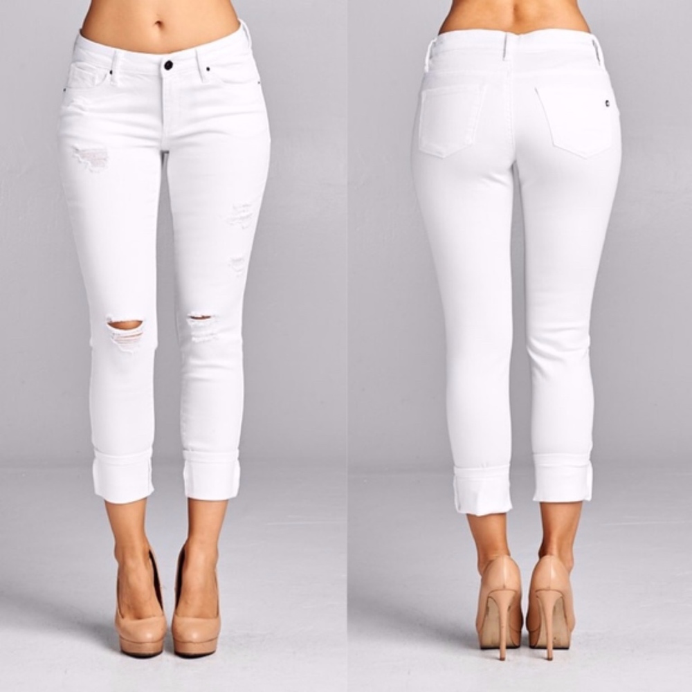 INGRID Distressed Skinny Jeans - WHITE 